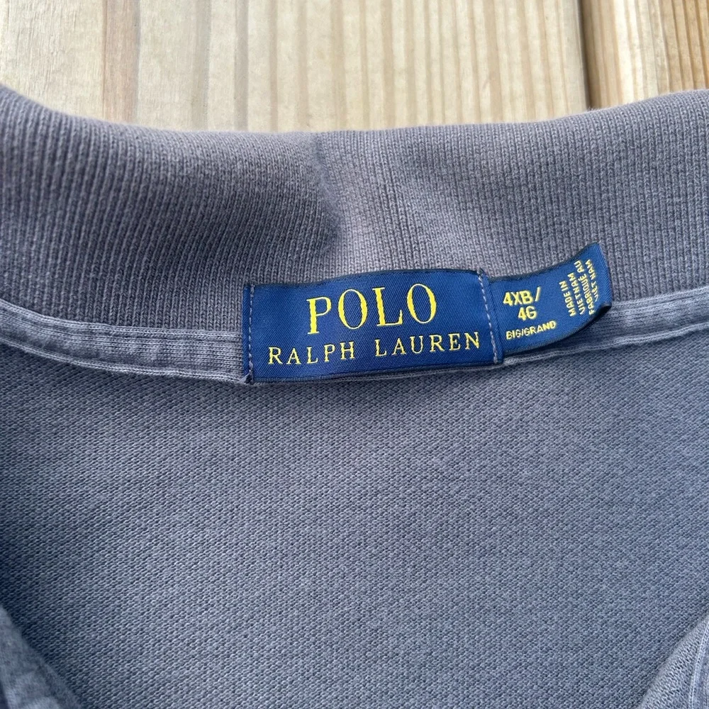 Polo Ralph Lauren Shirt Mens 4XB‎ Gray Polo Faded Wash Cotton Knit Short Sleeve